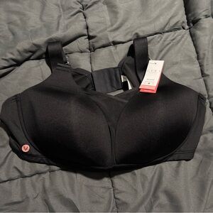 LIVI Women SPORTS BRA 44C Black Gray Lace Vented Mesh Quality NO WIRE NEW